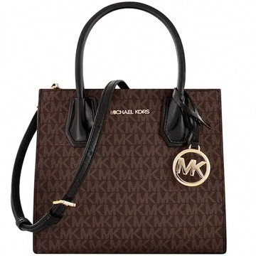 MICHAEL KORS Mercer LOGO PVC手提/斜背兩用包(巧克力色)