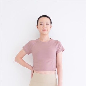 【Mukasa】DURABLE 接邊短袖短版上衣 - 珊瑚粉 - MUK-23043