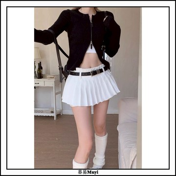 大美妞★現+貨 百褶裙 短裙 jk短裙 a字裙 花邊腰帶百褶裙 防走光裙褲 顯瘦短裙 顯腿長高腰辣妹