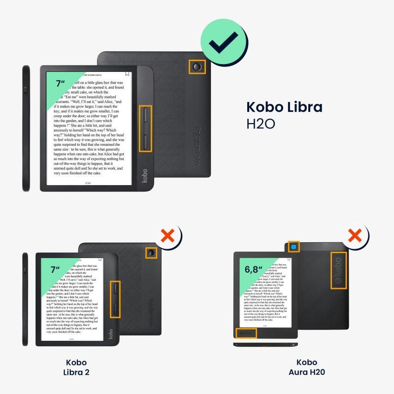 kwmobile カバー 対応: Kobo Libra H2O ケース 電子書籍リーダー オートスリープ PUレザー 黒色