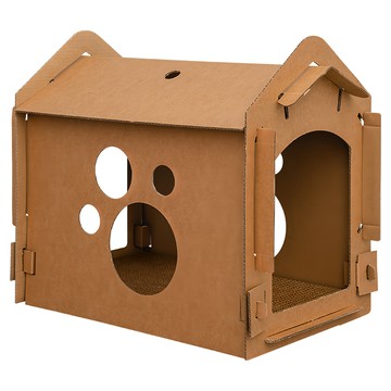 毛孩的秘密生活 獨棟紙箱王國貓宅 貓抓屋 + 貓抓板  50 x 34.5 x 47.1cm  PS-CB10  1個