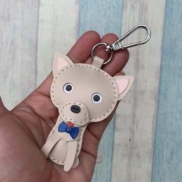 療癒小物 米色 吉娃娃 純手工縫製 鑰匙扣 小尺寸