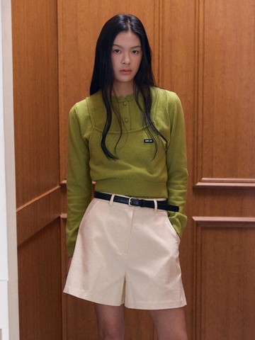 Ege knit sleeveless cardigan set [GREEN]