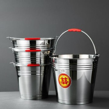 不銹鋼水桶手提式大容量家用帶蓋提桶油桶儲水酒店餐廳加厚提水桶