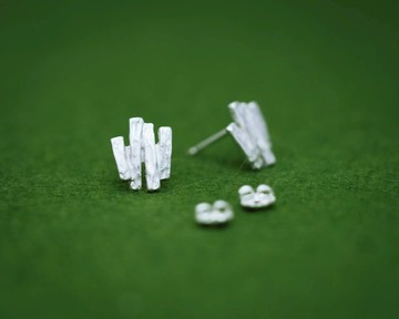 紡織圖案 - 迷你耳環 - 送給她的禮物 - 防過敏 -銀