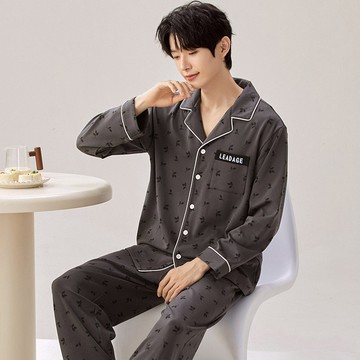 Pink Lady 男款 清夢葉影 長袖成套睡衣 棉質秋冬兩件式居家服