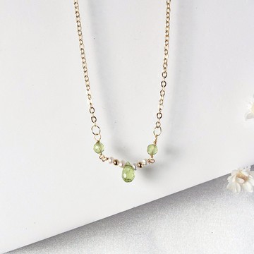 橄欖石水滴珠項鍊 42cm 延長鍊5cm