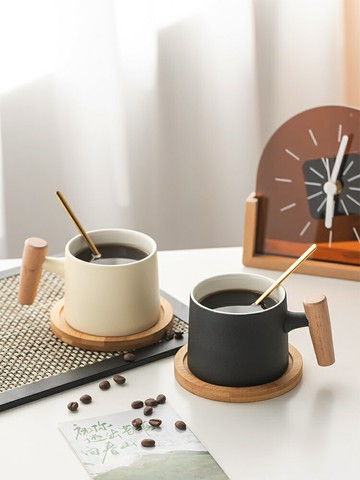 泡茶杯茶水分離馬克陶瓷杯 簡約陶瓷咖啡杯精致現代個人專用家用辦公室女士馬克杯木柄泡茶杯
