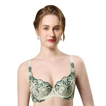 【思薇爾】麥香情迷系列C-G罩軟鋼圈涼感背心型蕾絲刺繡集中包覆女內衣(萃香綠)