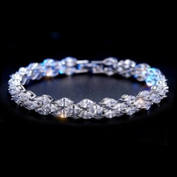 純銀手鍊 鍍白金鑲鑽手環-閃亮動人璀璨星河七夕情人節禮物女飾品73cv21【獨家進口】【米蘭精品】