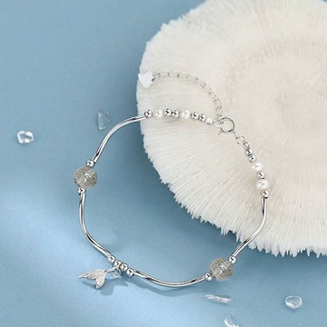 《現貨》派派銀飾 純銀925 灰月光石魚尾巴手鍊 人魚手鍊 純銀手鍊 珍珠魚尾造型 女生手鏈 月光石