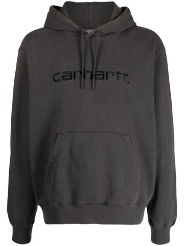 Carhartt WIP - logo-embroidered long-sleeve hoodie - men - Cotton/Elastane - XL - Grey