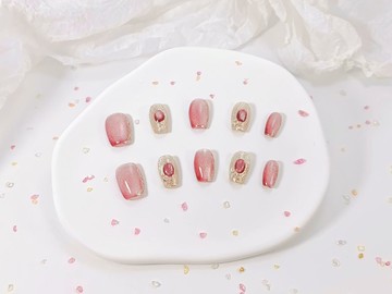 【YUE】粉曦金粉-貓眼漸層穿戴甲