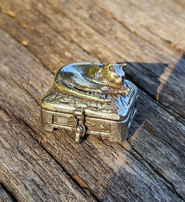 鎳銀貓咪小藥盒