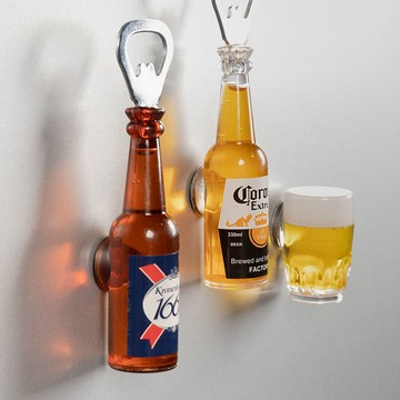 開瓶器冰箱貼 磁貼冰箱裝飾 仿真磁吸啤酒瓶啓瓶器 個性創意起瓶器裝飾 酒起子磁吸貼 冰箱裝飾