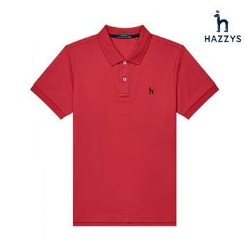 【HAZZYS】紅色男款抗皺舒適透氣短袖POLO衫 YAPEB100