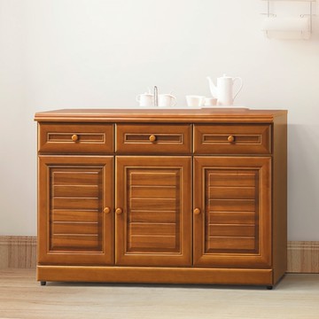 AS雅司-陸發實木樟木色4尺餐櫃(下座)-121*42*81CM