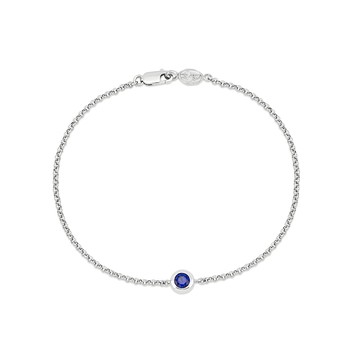 9k Round 4mm Sapphire Dewdrop Chain Bracelet