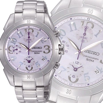 SEIKO 精工 Criteria系列/三眼計時紫色珍珠母貝面腕錶36㎜ SK004(SNDZ29J1/7T92-0KC0C)