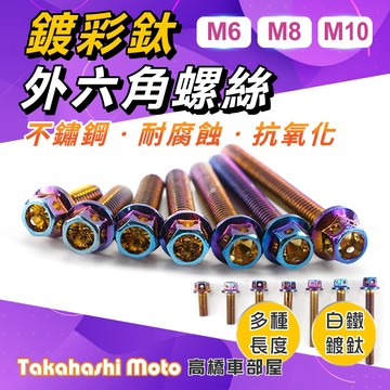 【白鐵鍍鈦】 鍍鈦螺絲 外六角螺絲 法蘭螺絲 M6 M8 M10 白鐵螺絲 鍍鈦 燒鈦 螺絲 保安鋼絲螺絲 車牌螺絲