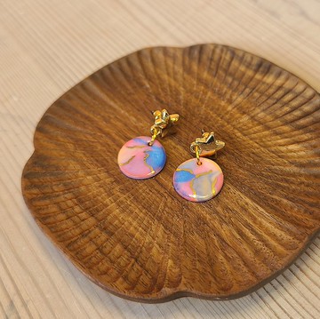 24K純鎏練上手彩泥釉彩耳環No.3