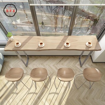 免運 吧檯桌 長桌 休閒桌 靠墻桌 實木吧臺桌長條現代簡約酒吧家用靠墻高腳桌奶茶店吧臺客廳工廠直銷 全館折扣 新品特價 售後保障 5m717