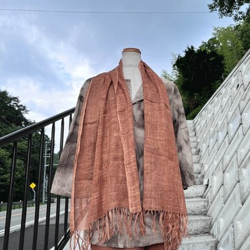 柿澀染蠶絲圍巾 K22039