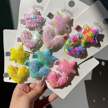 ⭐臺灣有貨🌈免運⭐ 甜美愛心五角星閃片y2k邊夾髮夾頂夾蝴蝶髮夾星星ins兒童學生潮流熱銷爆款