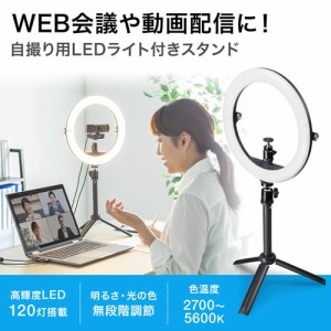 サンワサプライWEBカメラ用LEDライト付きスタンド（テレワーク） 色・明るさ無段階調節 CMS-STN2BK