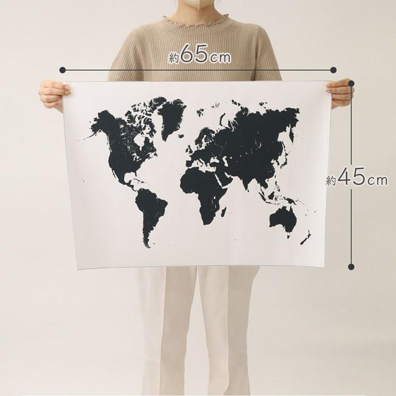 世界地図 ポスター 45×65cm ヨーロッパ中心 モノクロ おしゃれ タペストリー 白黒 ワールドマップ | LINEブランドカタログ