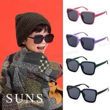 【SUNS】兒童彈力偏光太陽眼鏡 時尚經典大框造型 輕量矽膠彈性墨鏡 抗UV400 S49