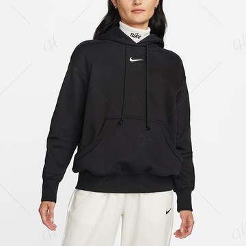 NIKE 耐吉 上衣 帽T 長袖上衣 運動 女款 黑 DQ5861-010 AS W NSW PHNX FLC OS PO HOODIE (3S4119)