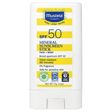 Mustela, 礦物質抗曬棒，SPF 50，0.6 盎司（17 克）