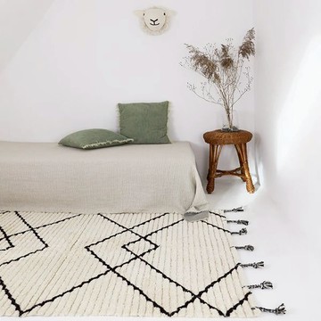 法國 NATTIOT ｜VIKTOR 北歐幾何地毯 黑Ｓ