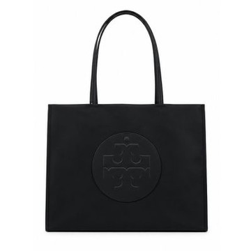 TORY BURCH ELLA 經典立體LOGO尼龍托特包(大/黑)
