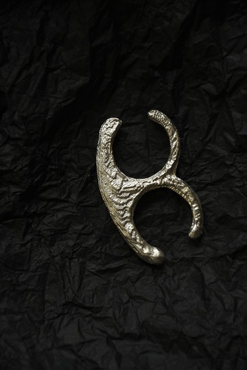 925銀手工全肌理純銀兩指指環連指戒指