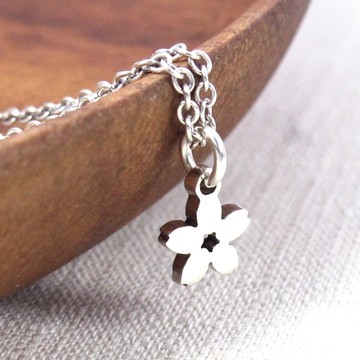 純銀 繽紛櫻花 925純銀項鍊 女生項鍊