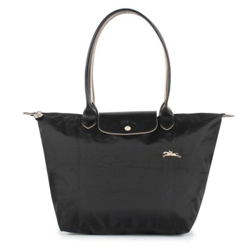 LONGCHAMP Le Pliage Club經典長提把大型尼龍水餃包(黑/米色)