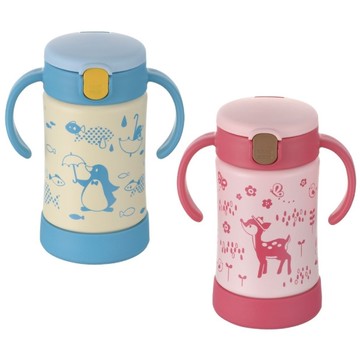 日本 Richell 利其爾 不銹鋼吸管保溫水杯300ML(萌答答/花間鹿)|喝水杯|學習杯