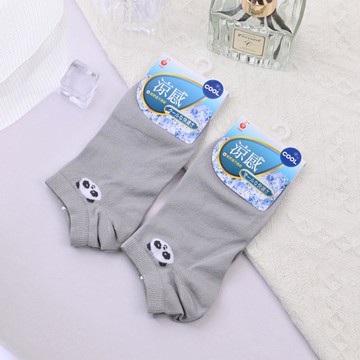 YABY涼感緹花船襪-2雙入-熊貓