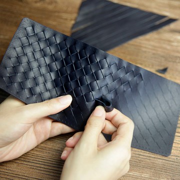 編織皮夾diy材料包 5卡/6卡位 短夾錢包 羊皮編織銀包 客製禮物