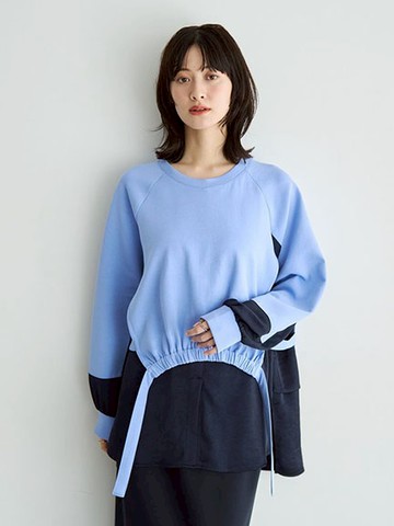 假兩件疊層拼接造型圓領上衣(07001421100) - YECCA VECCA