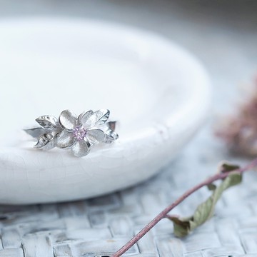 戒指銀925 櫻桃葉