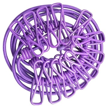 ROYALLIN 蘿林嚴選 彈力繩曬衣夾 15 x 15 x 4cm 180g  1個  紫色