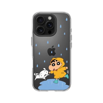 iPhone 16 Pro Clear 透明 - 蠟筆小新 Crayon Shinchan - 小新小白雨天散步