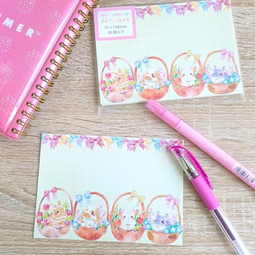 夢幻花籃風便條紙【30 張一組 B7 尺寸】龍貓 兔子 水彩 插畫 拼貼 手帳 信件