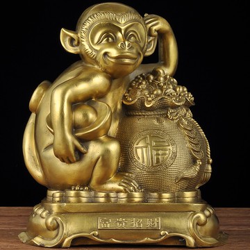純銅十二生肖猴擺件猴子工藝品招財家居客廳玄關裝飾品辦公室擺放
