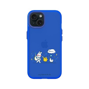 iPhone 15 Clear 激光藍 - 懶散兔與啾先生 Lazy Rabbit and Mr.Chu - music!
