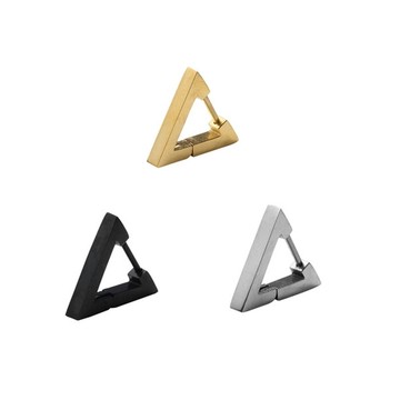 316l醫療鋼 三角形 平面素鋼 耳環耳圈扣-金銀黑 防抗過敏 單支販售