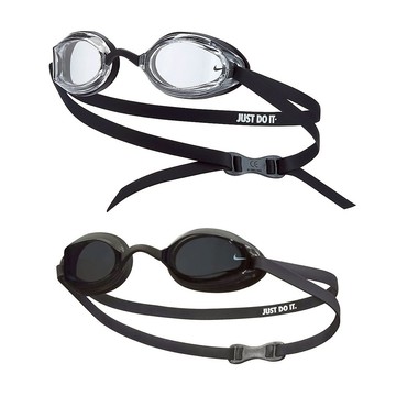 NIKE LEGACY 成人專業型泳鏡 游泳 競賽 比賽 訓練 運動 休閒 廣角 人體工學 調整便利 附鼻橋 黑白 深灰